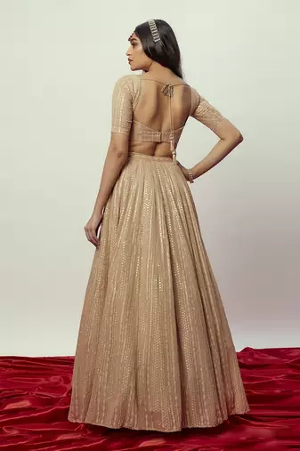 Rose Gold Sequin Lehenga Set