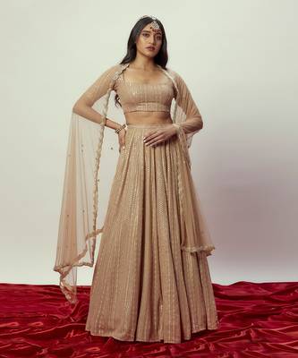 Rose Gold Sequin Lehenga Set 3