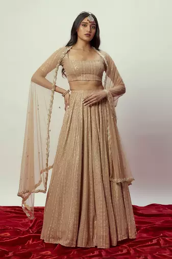 Rose Gold Sequin Lehenga Set