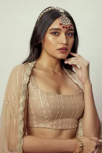 Rose Gold Sequin Lehenga Set