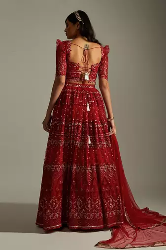 Ruby Red Lehenga Set