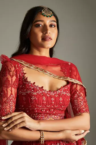 Ruby Red Lehenga Set