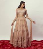 Ombre Rose Gold Floral Lehenga Set