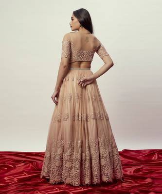 Ombre Rose Gold Floral Lehenga Set 2