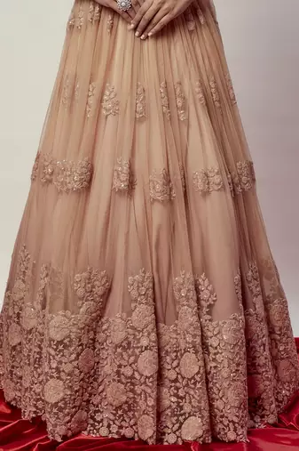 Ombre Rose Gold Floral Lehenga Set