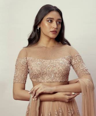 Ombre Rose Gold Floral Lehenga Set 4