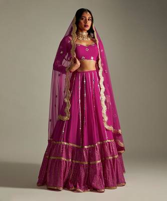 Magenta Mirror And Gota Lehenga Set 1