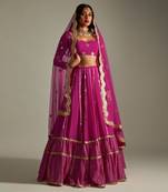 Magenta Mirror And Gota Lehenga Set