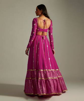 Magenta Mirror And Gota Lehenga Set 2