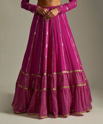 Magenta Mirror And Gota Lehenga Set 3
