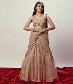 Rose Gold Pre-Stitched Saree Set