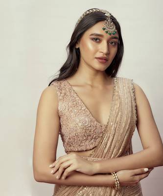Rose Gold Pre-Stitched Saree Set 4