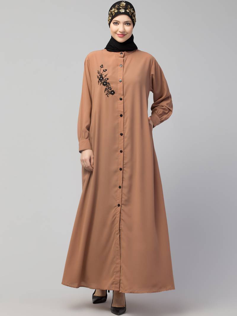 Nazneen Front Open with Embroidery Casual Abaya
