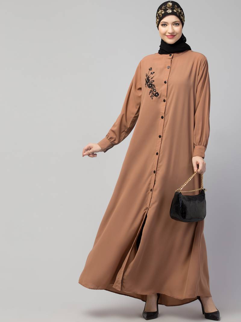 Nazneen Front Open with Embroidery Casual Abaya