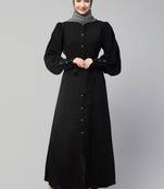 Nazneen Front Open long Cuff Gathered Puffed Sleeve Casual Abaya
