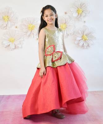 Coral Pink Net Gown 1