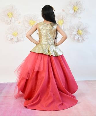Coral Pink Net Gown 2