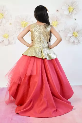 Coral Pink Net Gown