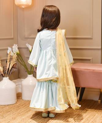 Light Blue Velvet Kurta Sharara 2