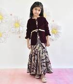 Wine Velvet Sequins Embroidery Gown And Jacket