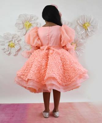 Neon Peach Flower Frock 3