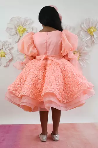 Neon Peach Flower Frock