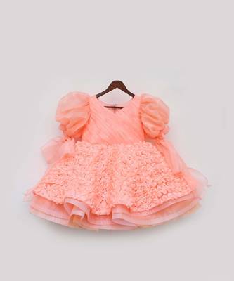 Neon Peach Flower Frock 4