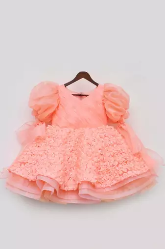 Neon Peach Flower Frock