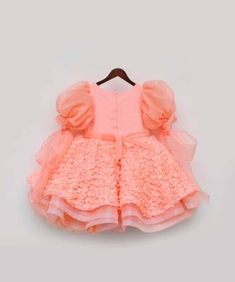 Neon Peach Flower Frock 5