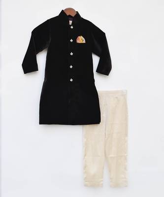 Brown Velvet Ajkan And Golden Pant 1