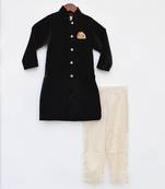 Brown Velvet Ajkan And Golden Pant