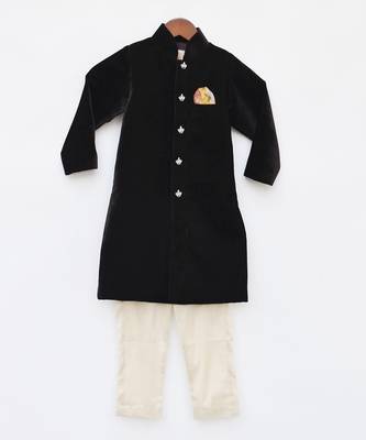 Brown Velvet Ajkan And Golden Pant 2