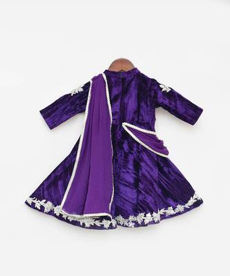 Purple Velvet Crinkle Anarkali 2