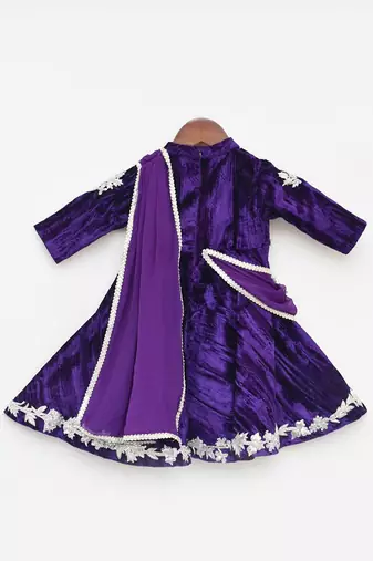 Purple Velvet Crinkle Anarkali