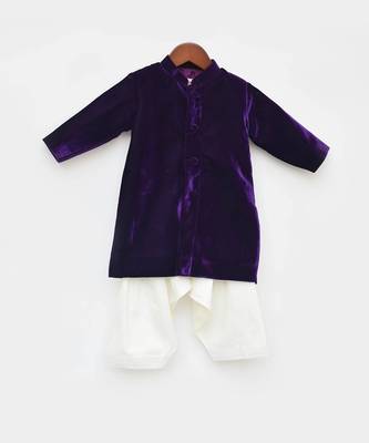 Purple Velvet Achkan 1
