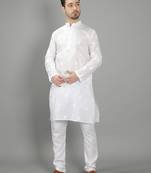 White embroidered cotton men-kurtas