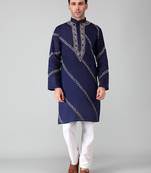 Blue embroidered cotton men-kurtas