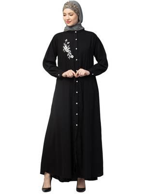 Nazneen Front Open with Embroidery Casual Abaya 1