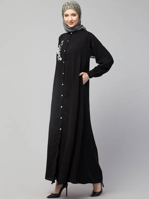 Nazneen Front Open with Embroidery Casual Abaya 3