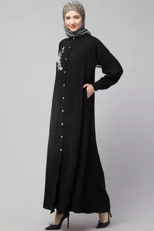 Nazneen Front Open with Embroidery Casual Abaya