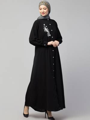 Nazneen Front Open with Embroidery Casual Abaya 4