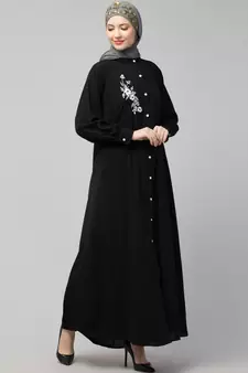 Nazneen Front Open with Embroidery Casual Abaya
