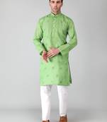Green embroidered cotton men-kurtas