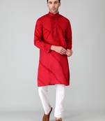 Maroon embroidered cotton men-kurtas