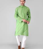 Green embroidered cotton men-kurtas