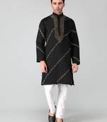 Black embroidered cotton men-kurtas