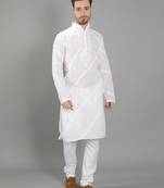 White embroidered cotton men-kurtas