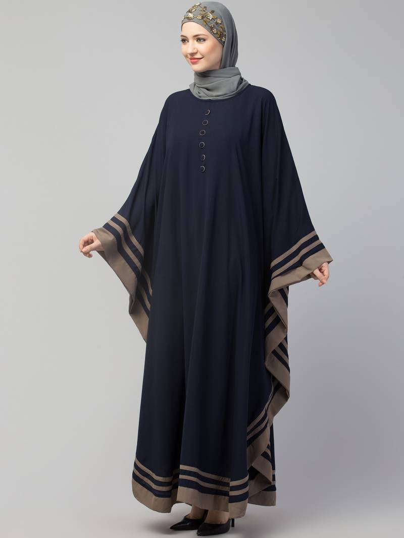 Nazneen Contrast Banding Kaftan