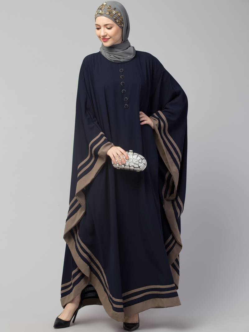 Nazneen Contrast Banding Kaftan