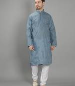 Grey embroidered cotton men-kurtas